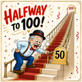 Vierkante Abraham-sticker – Halfway to 100!
