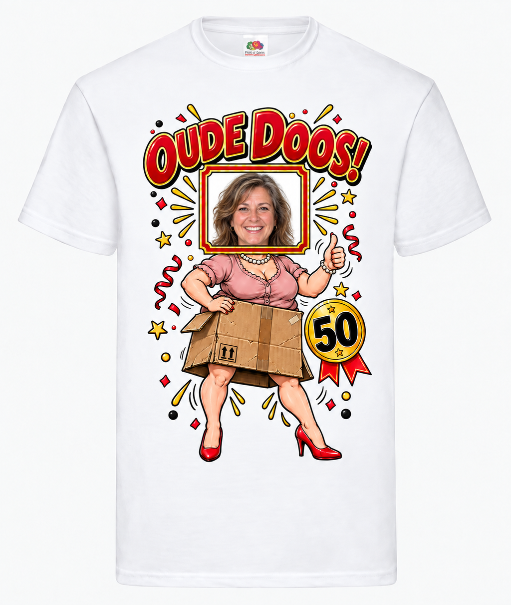Oude Doos shirt – Sarah 50 jaar met eigen foto