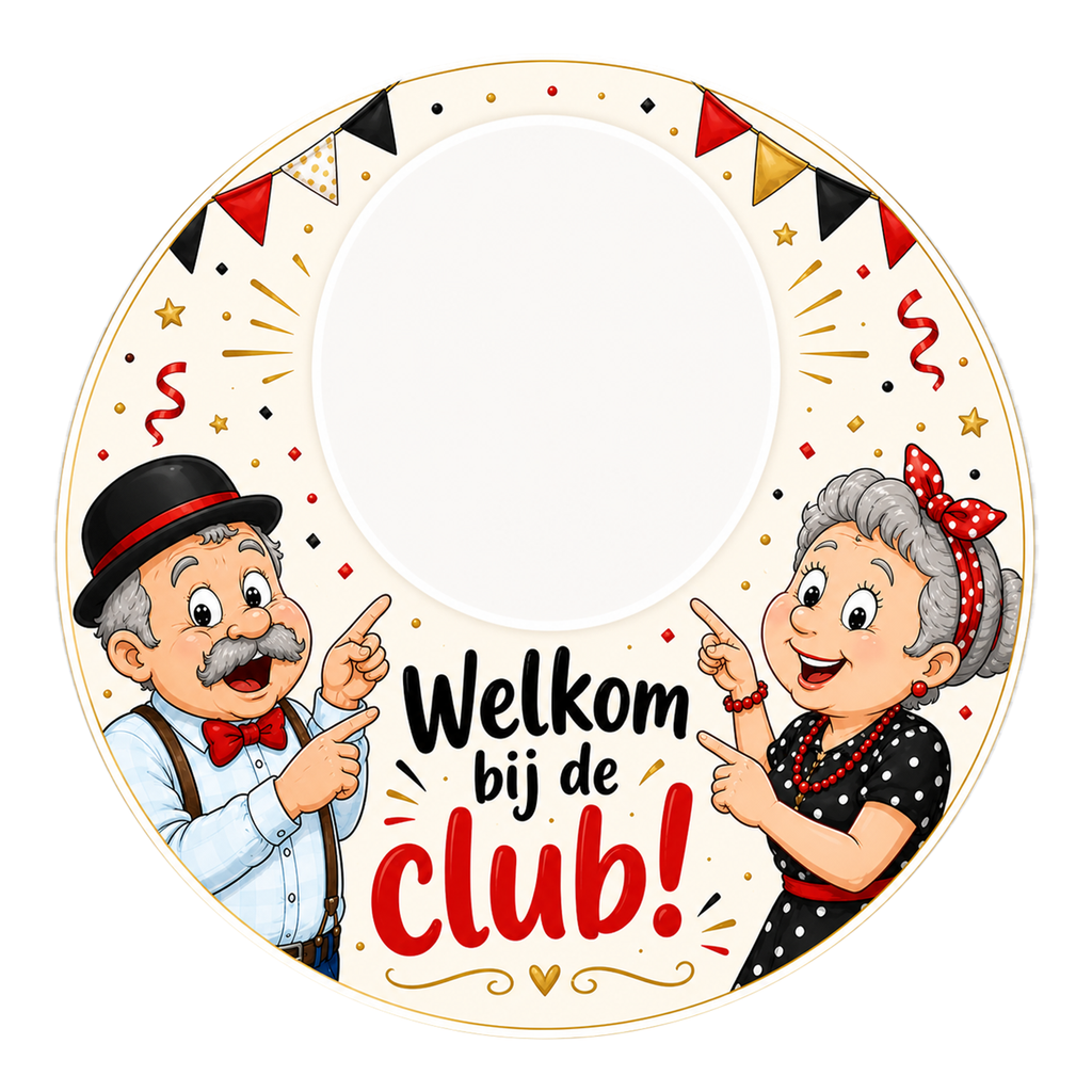 Ronde gepersonaliseerde Abraham & Sarah sticker – Welkom bij de club!