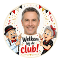 Ronde gepersonaliseerde Abraham & Sarah sticker – Welkom bij de club!