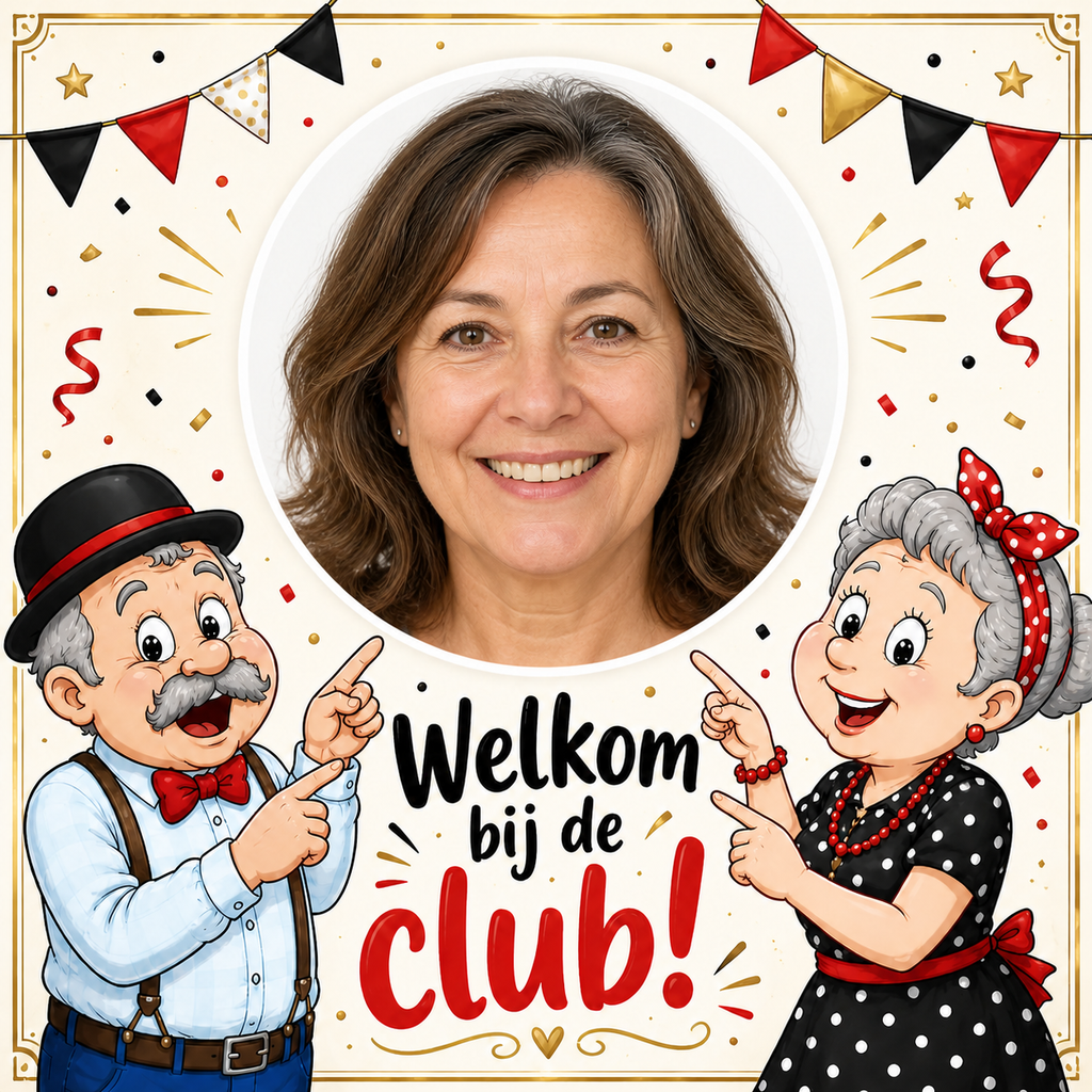 Vierkante gepersonaliseerde Abraham & Sarah sticker – Welkom bij de club!