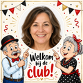 Vierkante gepersonaliseerde Abraham & Sarah sticker – Welkom bij de club!