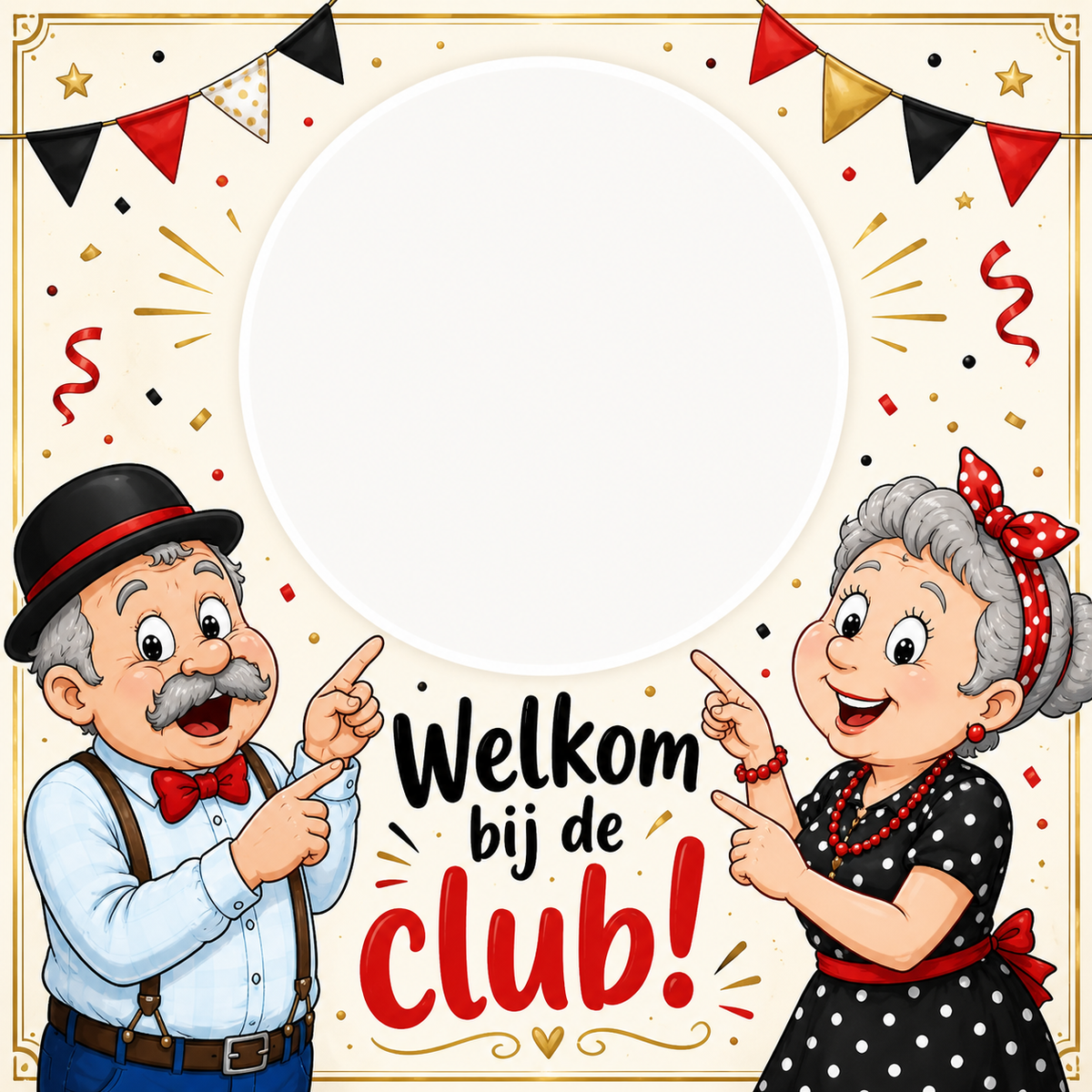 Vierkante gepersonaliseerde Abraham & Sarah sticker – Welkom bij de club!