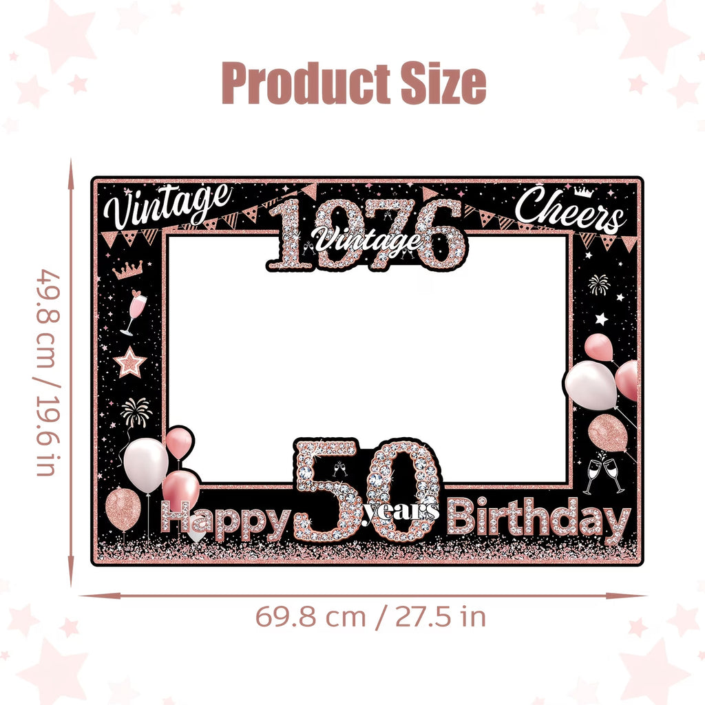50 Jaar Photo Booth Set – 15 Brillen + Fotolijst | Roségoud 1976